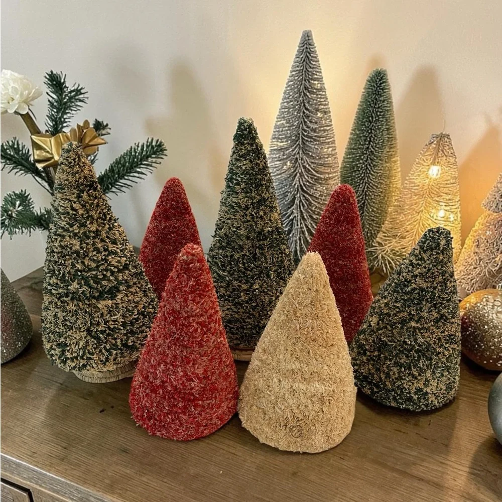 Set 7 Rustic Woven Christmas Trees Target Holiday Mantle Tabletop Decor